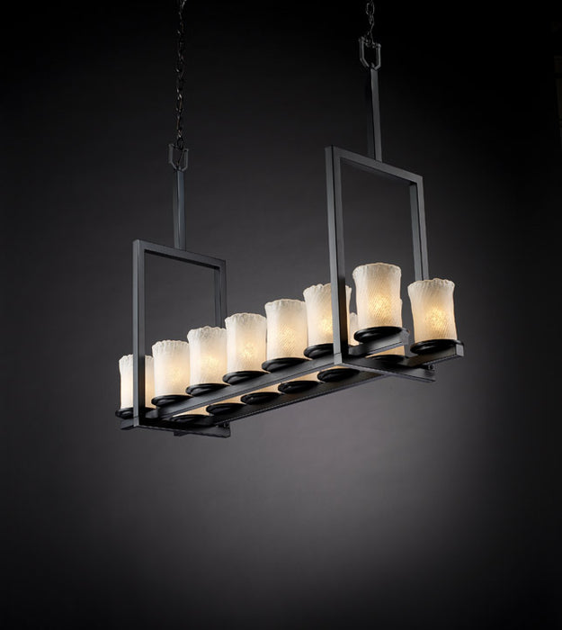 Justice Designs GLA-8764-16-WHTW-MBLK 14 Light Chandelier, Matte Black