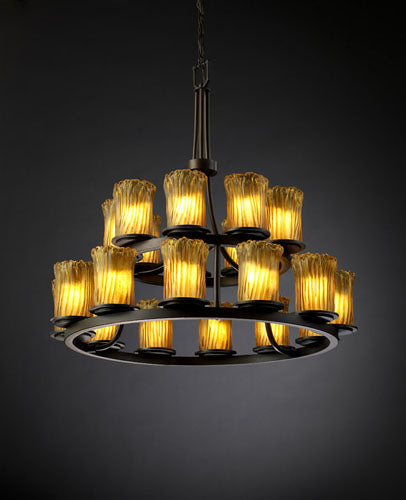 Justice Designs GLA-8767-16-AMBR-DBRZ 21 Light Chandelier, Dark Bronze
