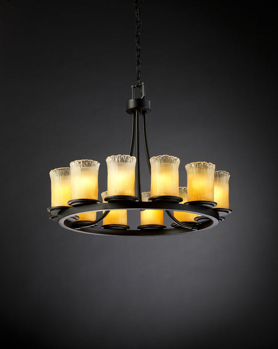 Justice Designs GLA-8768-16-GLDC-MBLK 12 Light Chandelier, Matte Black