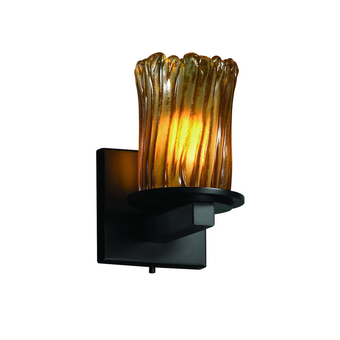 Justice Designs GLA-8771-16-AMBR-MBLK One Light Wall Sconce, Matte Black