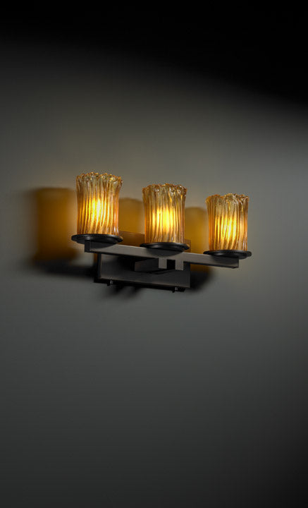 Justice Designs GLA-8773-16-AMBR-DBRZ Three Light Bath Bar, Dark Bronze