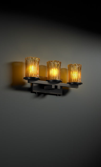 Justice Designs GLA-8773-16-AMBR-DBRZ Three Light Bath Bar, Dark Bronze