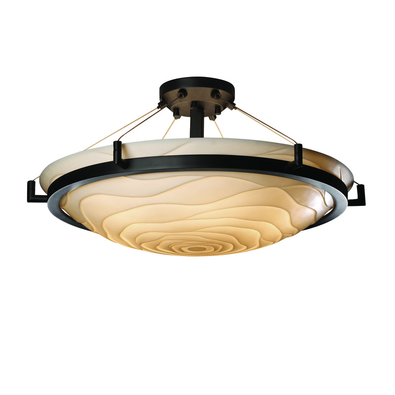Justice Designs PNA-9682-35-WAVE-MBLK Six Light Semi-Flush Mount, Matte Black