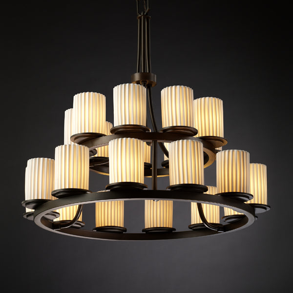Justice Designs POR-8767-10-PLET-DBRZ 21 Light Chandelier, Dark Bronze