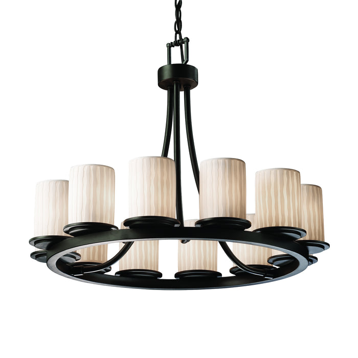 Justice Designs POR-8768-10-WFAL-MBLK 12 Light Chandelier, Matte Black