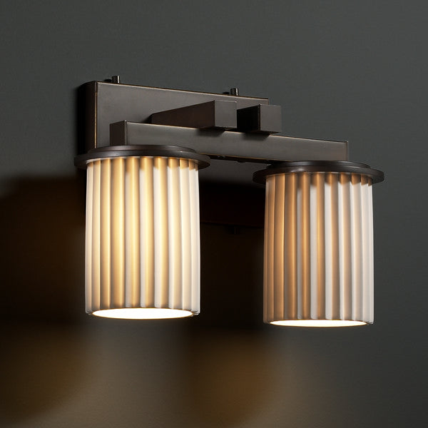Justice Designs POR-8772-10-PLET-DBRZ Two Light Bath Bar, Dark Bronze