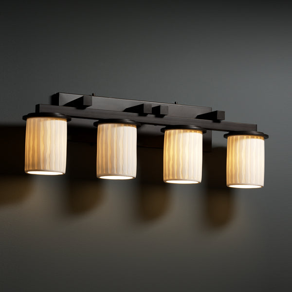 Justice Designs POR-8774-10-WFAL-DBRZ Four Light Bath Bar, Dark Bronze