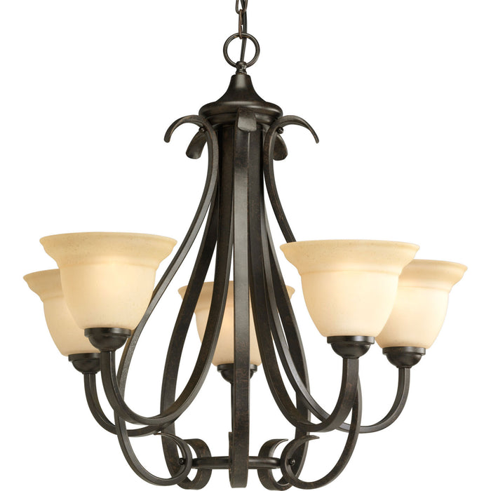 Progress Lighting P4416-77 Five Light Chandelier, Forged Bronze