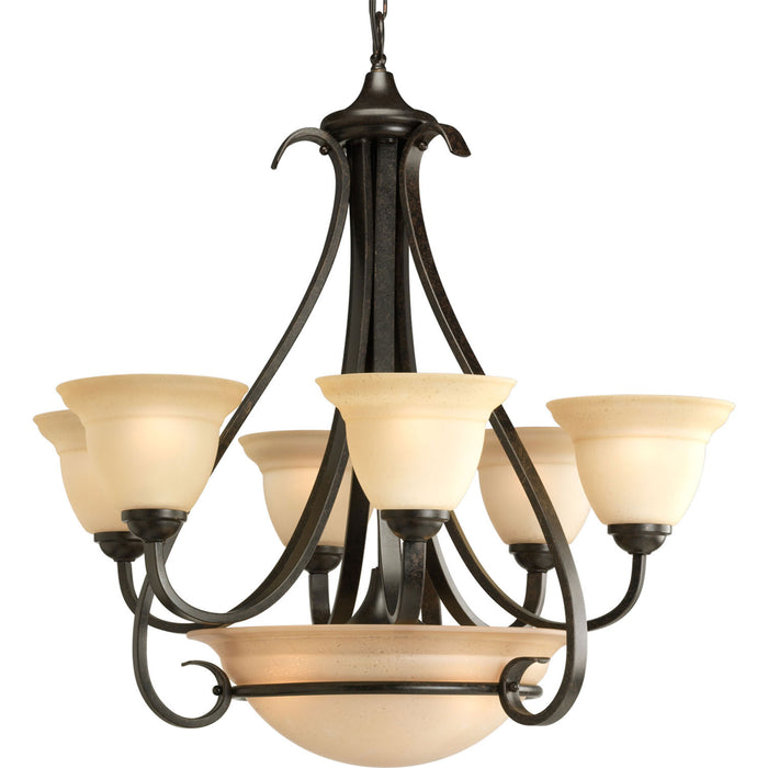 Progress Lighting P4417-77 Six Light Chandelier, Forged Bronze