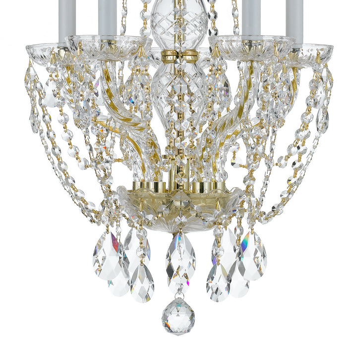 Crystorama 1129-PB-CL-S Five Light Mini Chandelier, Polished Brass