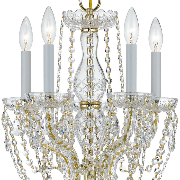 Crystorama 1129-PB-CL-S Five Light Mini Chandelier, Polished Brass