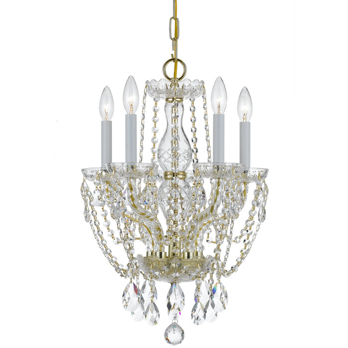 Crystorama 1129-PB-CL-S Five Light Mini Chandelier, Polished Brass