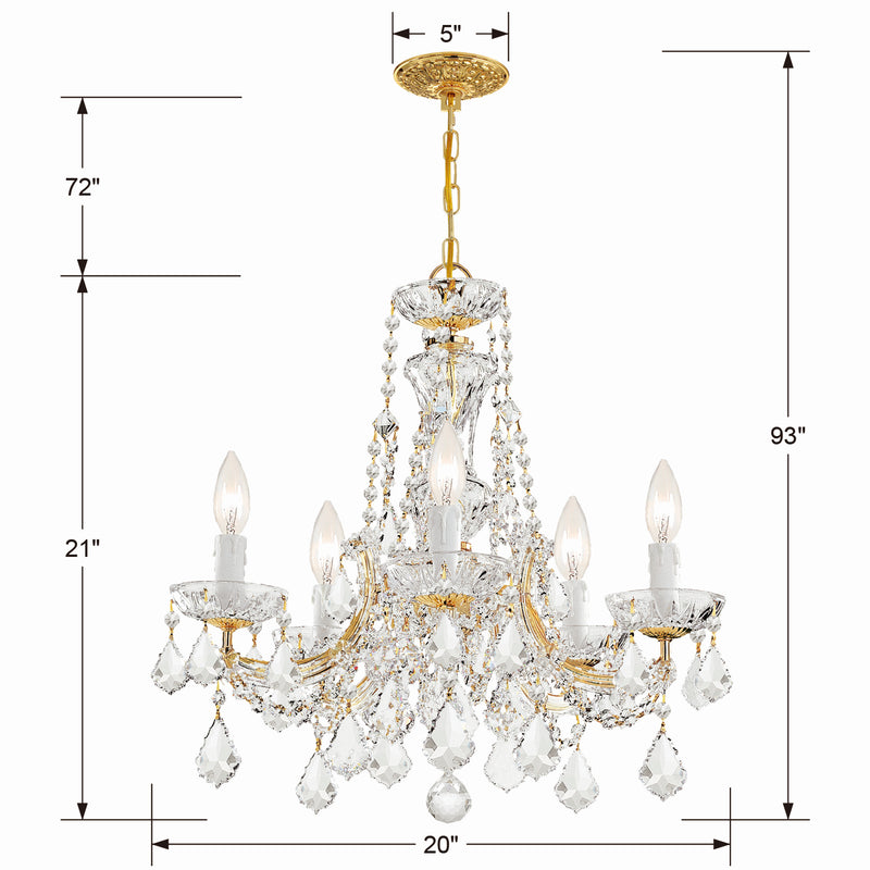Crystorama 4476-GD-CL-S Five Light Mini Chandelier, Gold
