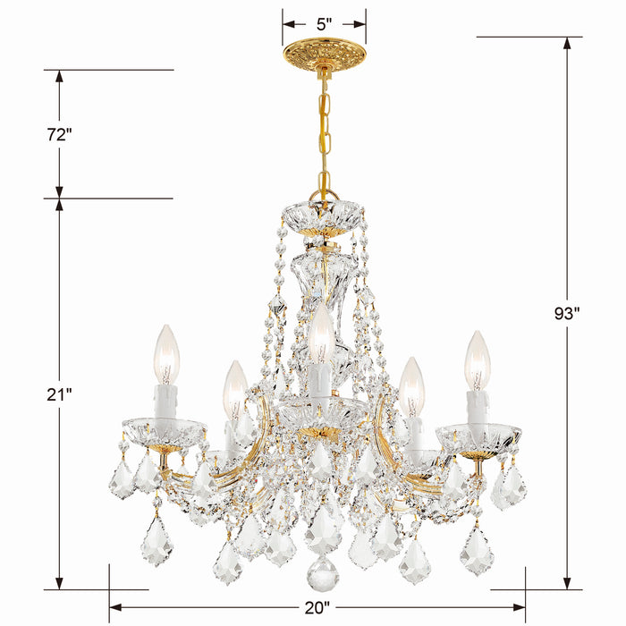 Crystorama 4476-GD-CL-S Five Light Mini Chandelier, Gold