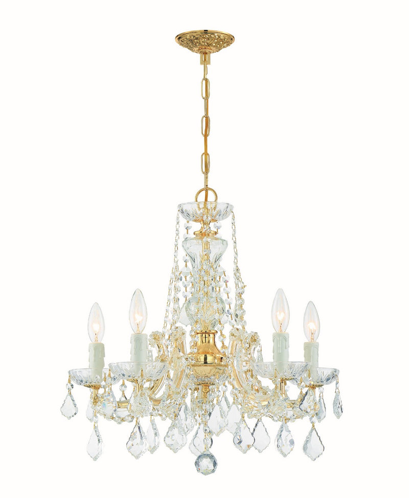 Crystorama 4476-GD-CL-S Five Light Mini Chandelier, Gold