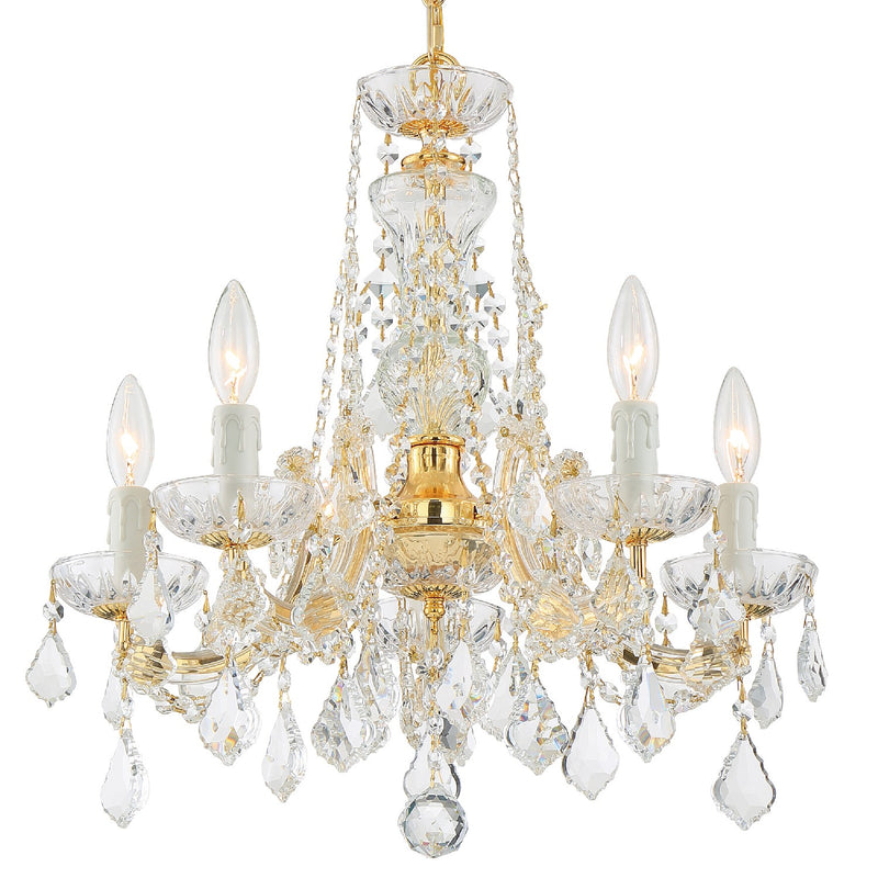 Crystorama 4476-GD-CL-SAQ Five Light Chandelier, Gold