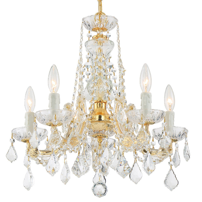 Crystorama 4476-GD-CL-SAQ Five Light Chandelier, Gold