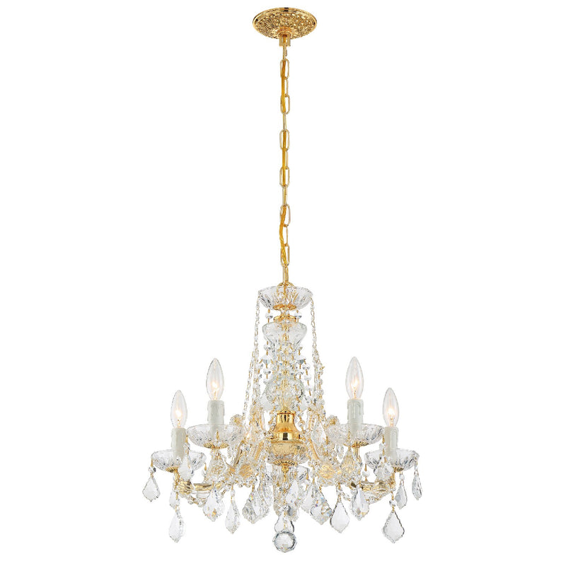 Crystorama 4476-GD-CL-SAQ Five Light Chandelier, Gold
