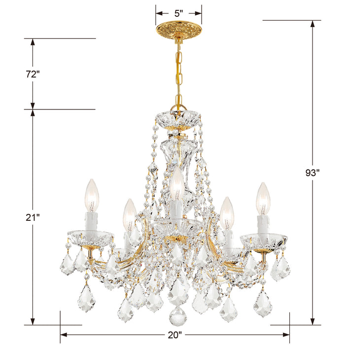 Crystorama 4476-GD-CL-SAQ Five Light Chandelier, Gold