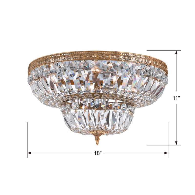 Crystorama 718-OB-CL-MWP Four Light Flush Mount, Olde Brass