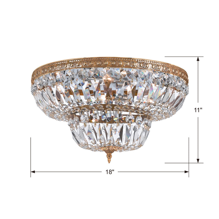 Crystorama 718-OB-CL-MWP Four Light Flush Mount, Olde Brass