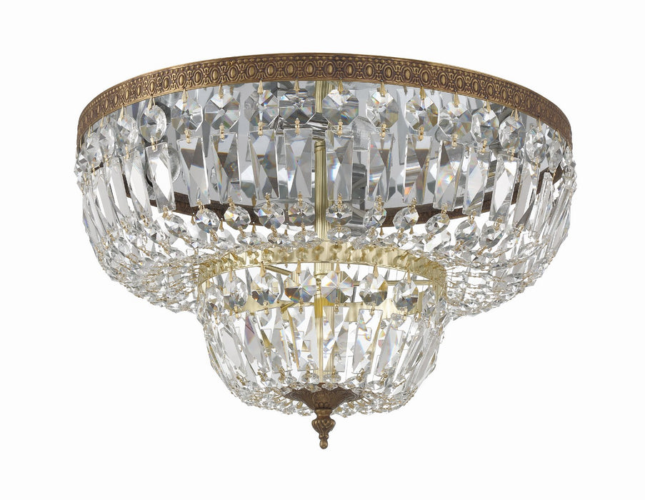 Crystorama 718-OB-CL-MWP Four Light Flush Mount, Olde Brass