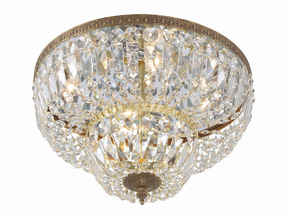 Crystorama 718-OB-CL-MWP Four Light Flush Mount, Olde Brass