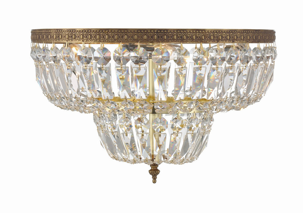 Crystorama 718-OB-CL-MWP Four Light Flush Mount, Olde Brass
