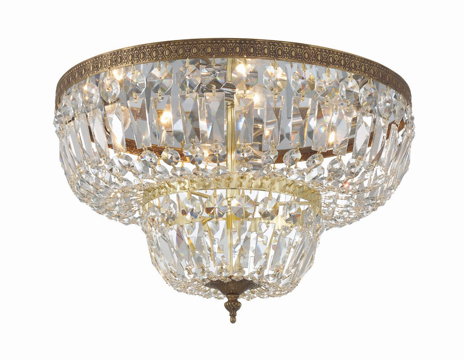 Crystorama 718-OB-CL-SAQ Four Light Flush Mount, Olde Brass