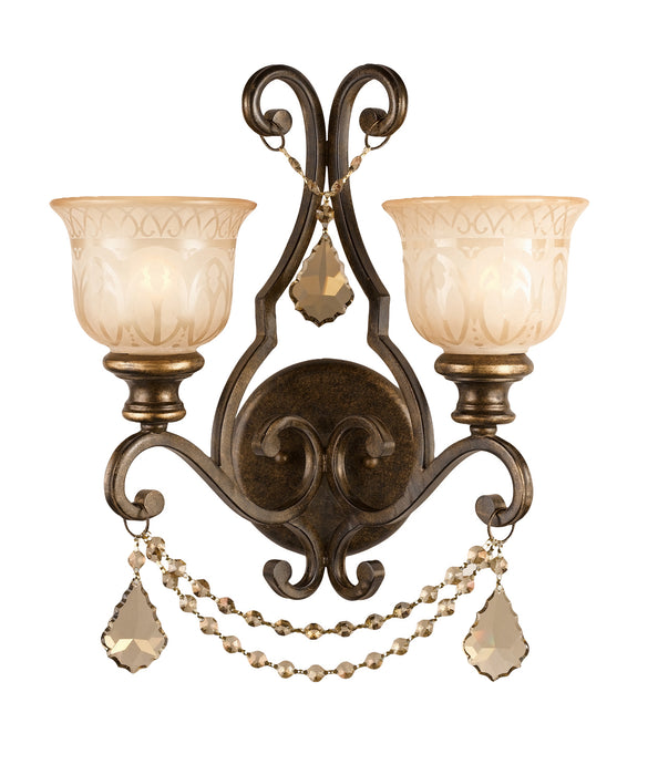 Crystorama 7502-BU-GT-MWP Two Light Wall Sconce, Bronze Umber