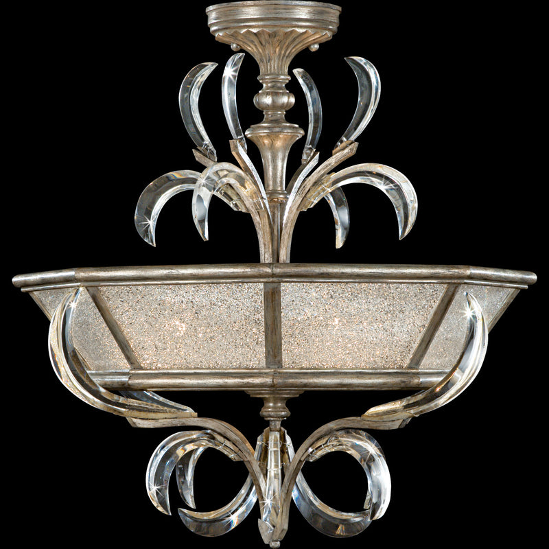 Fine Art 704340ST Three Light Semi-Flush Mount, Silver