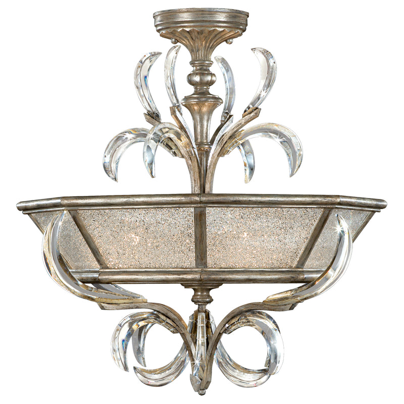 Fine Art 704340ST Three Light Semi-Flush Mount, Silver