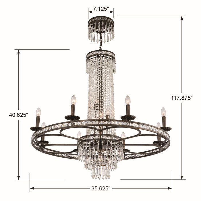 Crystorama 5268-EB-CL-MWP 12 Light Chandelier, English Bronze