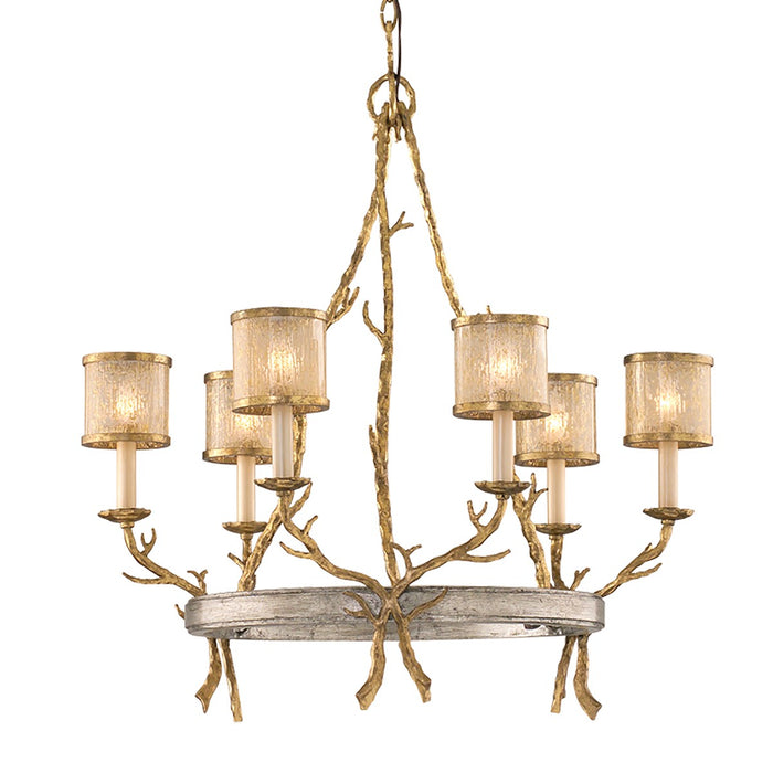Corbett Lighting 66-06-VGL/SSL Six Light Chandelier, Vintage Gold Leaf