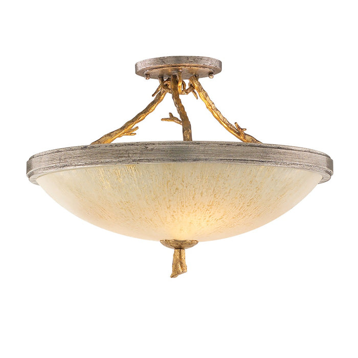 Corbett Lighting 66-33-VGL/SSL Three Light Semi Flush Mount, Vintage Gold Leaf