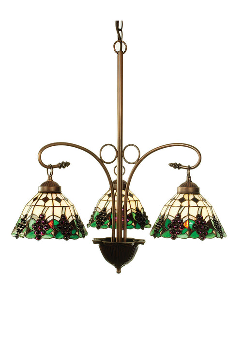 Meyda Tiffany 103183 Three Light Chandelier, Beige Purple Xag Green Mahogany Bronze