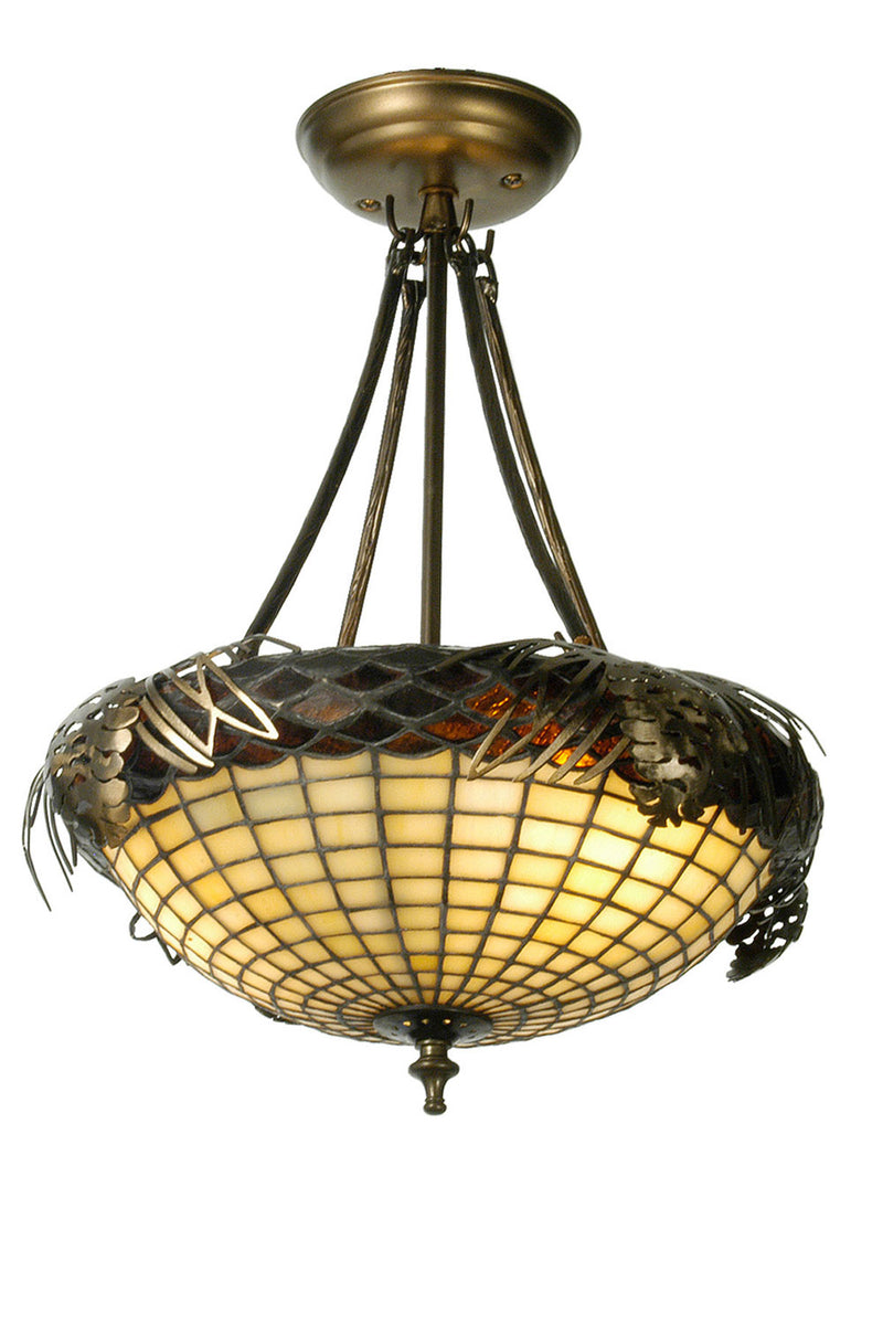 Meyda Tiffany 12697 Three Light Semi-Flushmount, Antique Copper