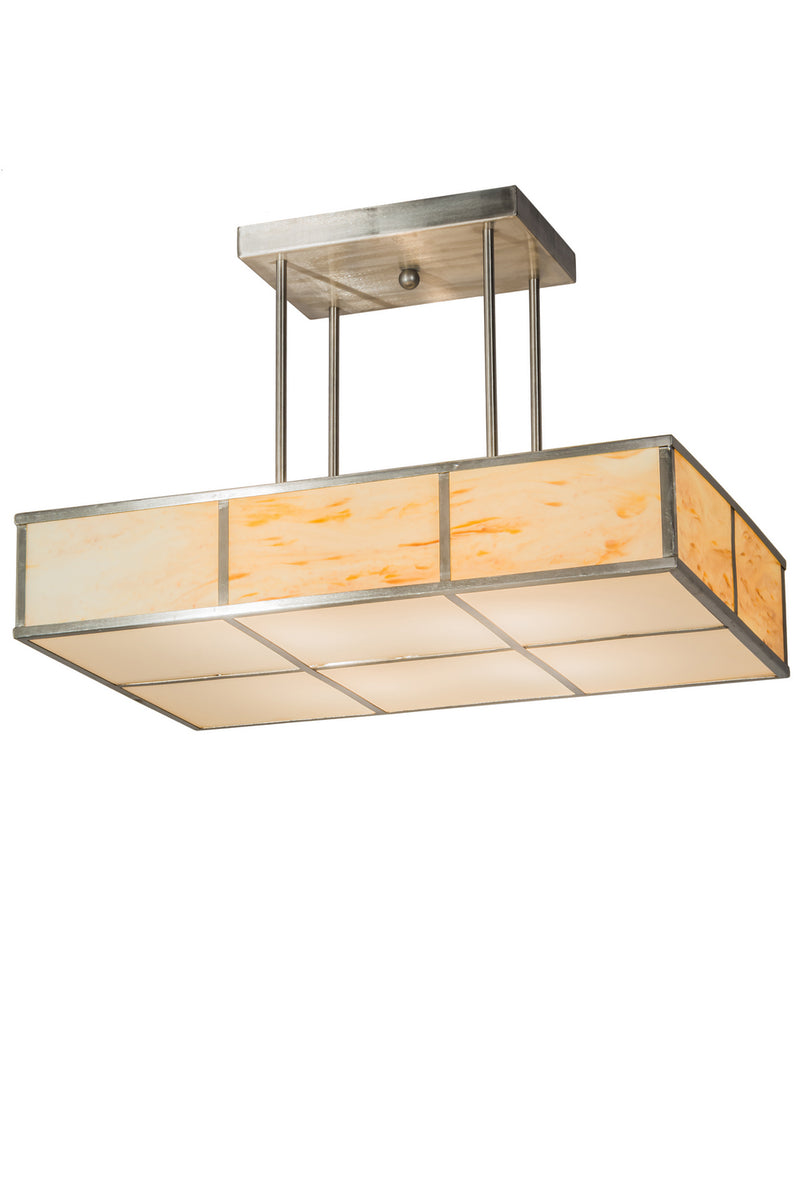 Meyda Tiffany 15222 Four Light Oblong Pendant, Satin Stainless Steel