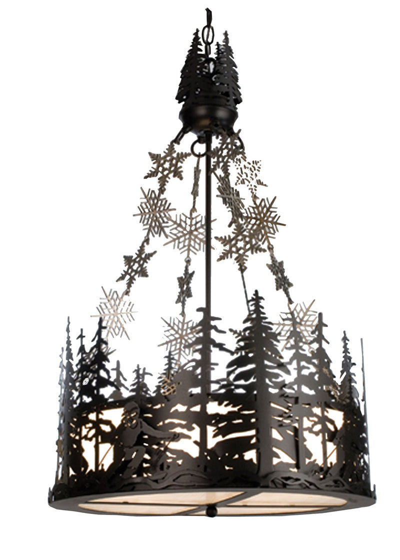Meyda Tiffany 15434 Four Light Inverted Pendant, Textured Black & Steel