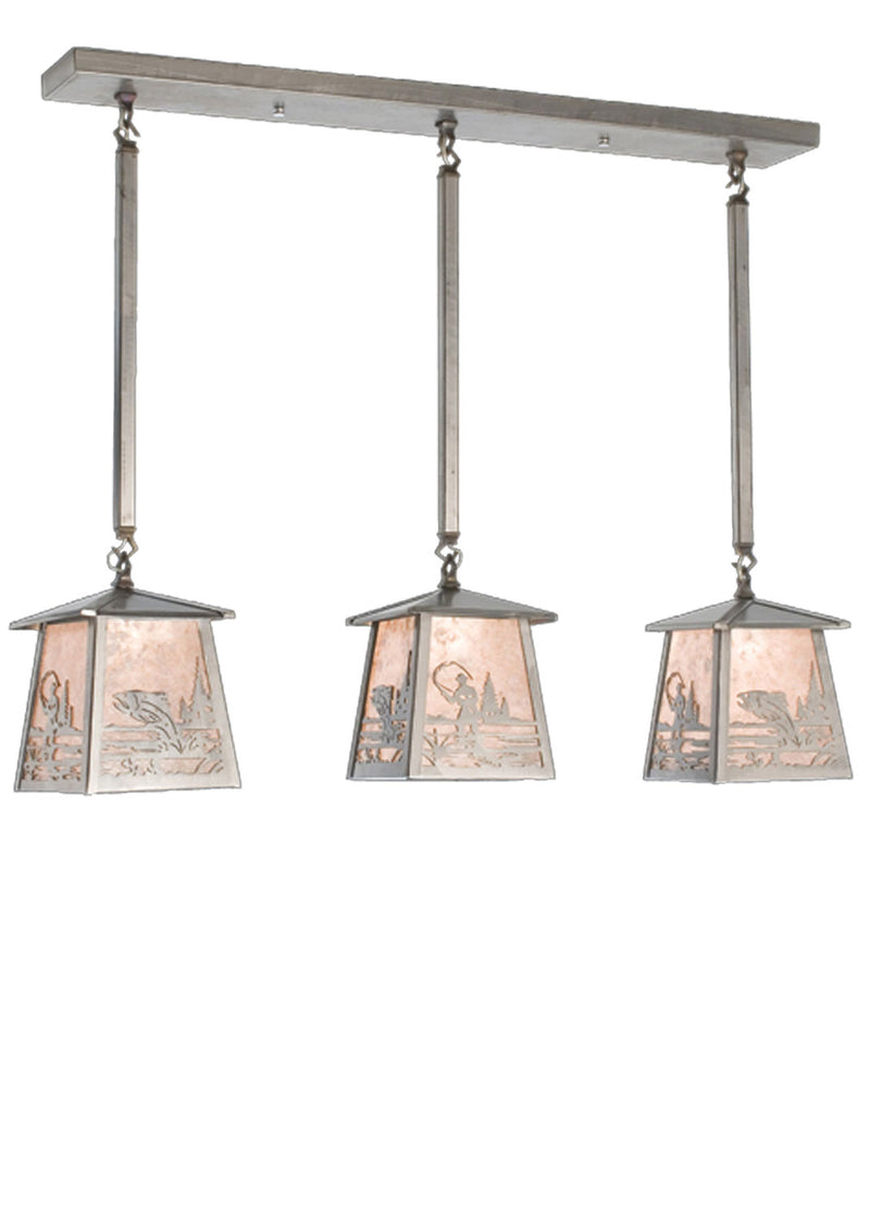 Meyda Tiffany 15670 Three Light Island Pendant, Industrial Steel