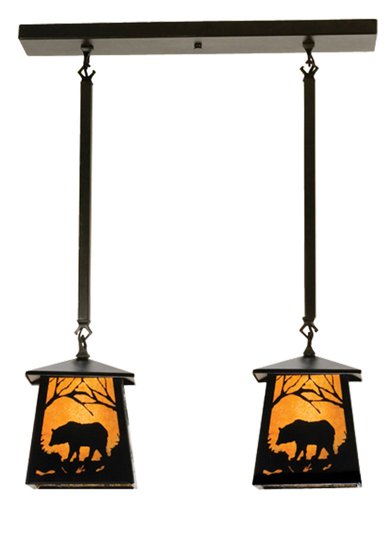Meyda Tiffany 15744 Two Light Island Pendant, Textured Black