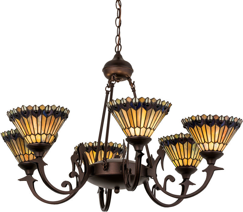 Meyda Tiffany 16099 Six Light Chandelier, Mahogany Bronze
