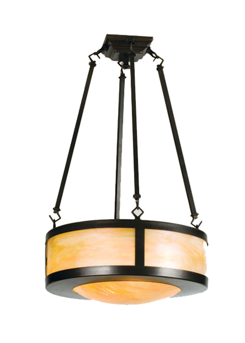 Meyda Tiffany 23787 Four Light Semi-Flushmount, Craftsman Brown