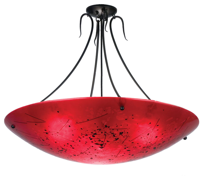 Meyda Tiffany 24163 Three Light Semi-Flushmount, Red/Black/Streamer
