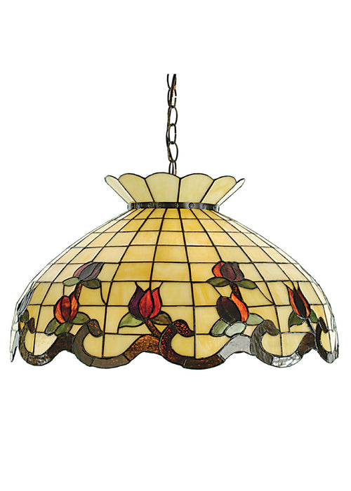 Meyda Tiffany 28671 Three Light Pendant, Beige Burgundy Xag