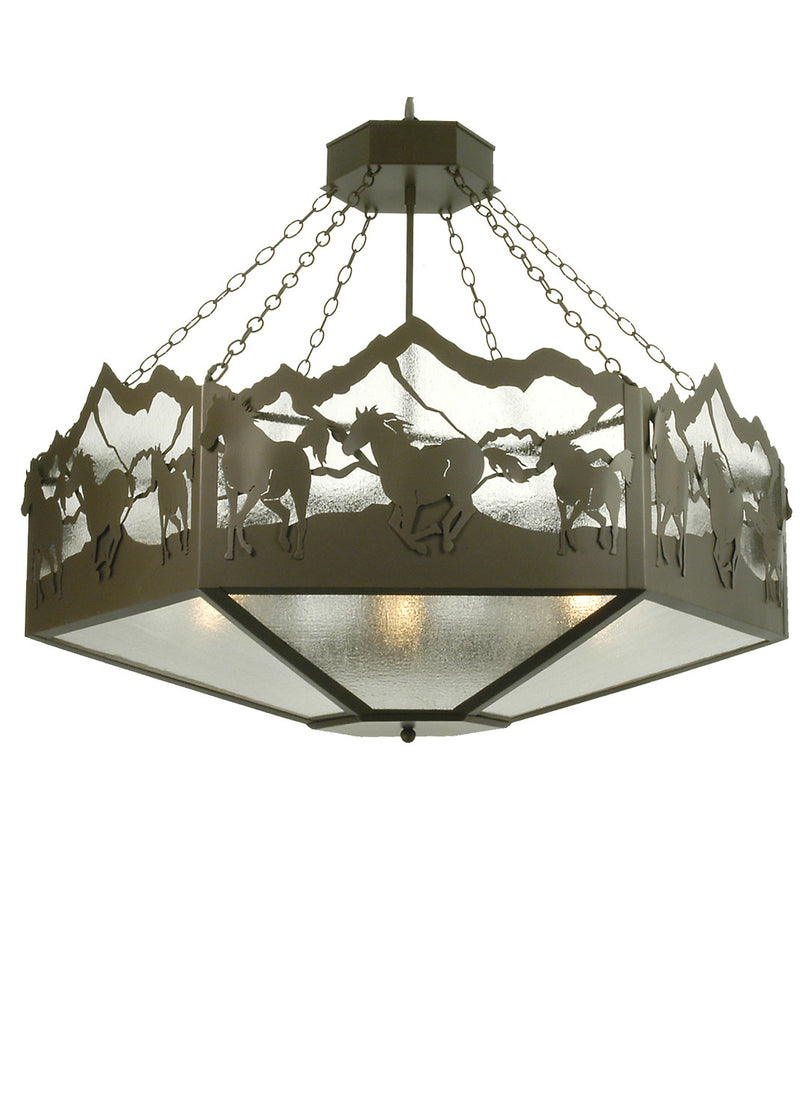 Meyda Tiffany 28985 Six Light Inverted Pendant, Timeless Bronze