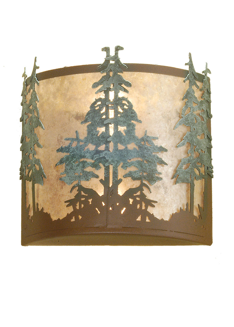 Meyda Tiffany 29327 Two Light Wall Sconce, Rust/Green Trees