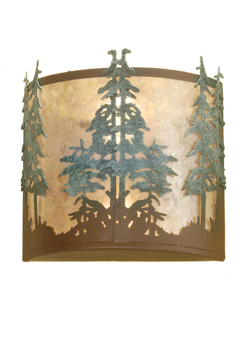 Meyda Tiffany 29327 Two Light Wall Sconce, Rust/Green Trees