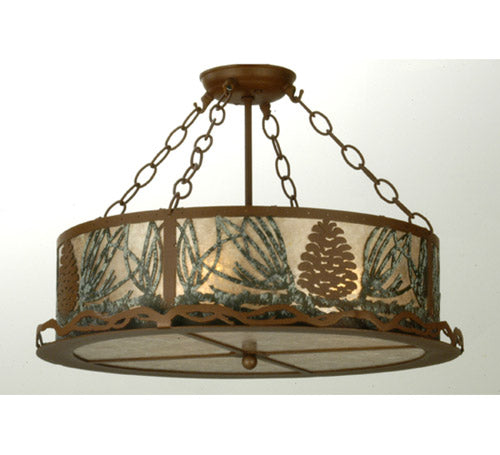Meyda Tiffany 29393 Four Light Inverted Pendant, Rust/Green Needles