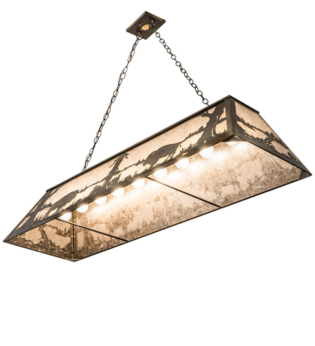 Meyda Tiffany 30148 Nine Light Oblong Pendant, Antique Copper